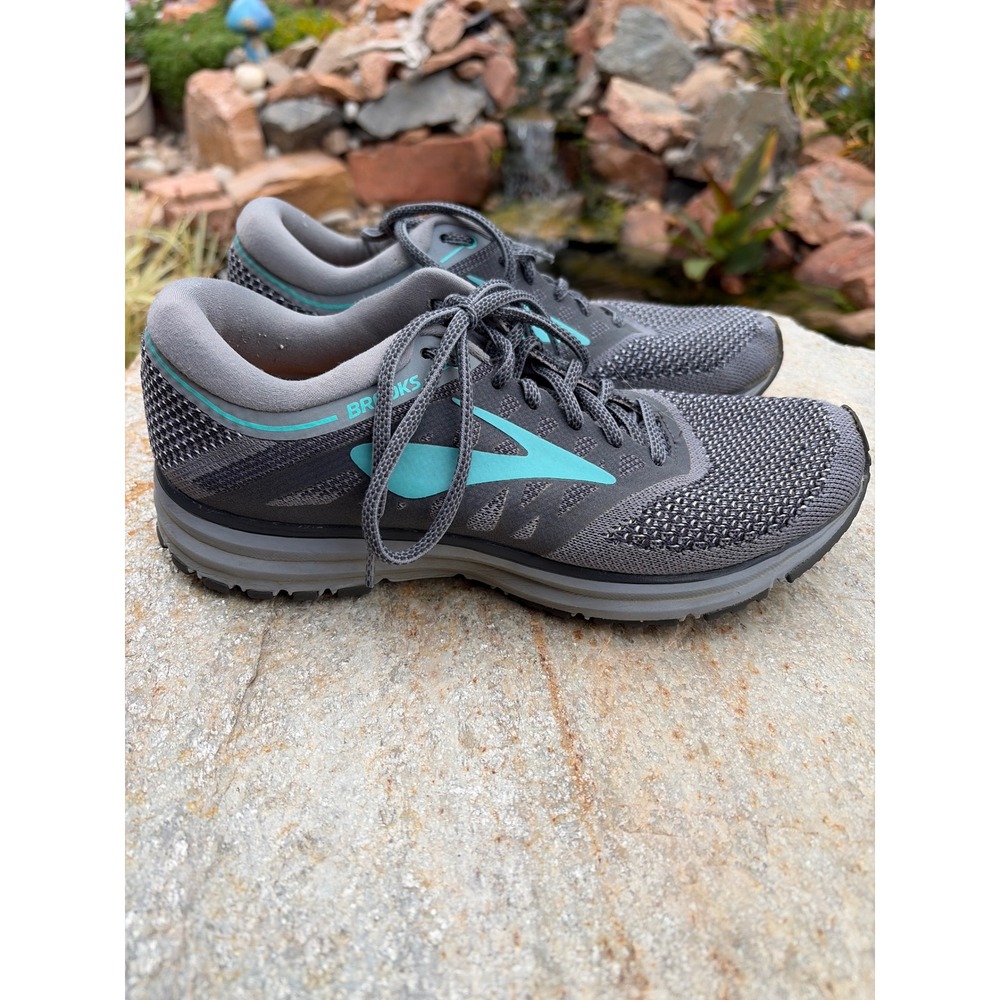 Brooks Revel Womens Running Shoes Grey Teal Mesh 1202491B037 Size 8.5 B